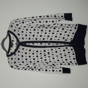 The Limited cardigan blue polka dots white sweater 3/4 length sleeves
